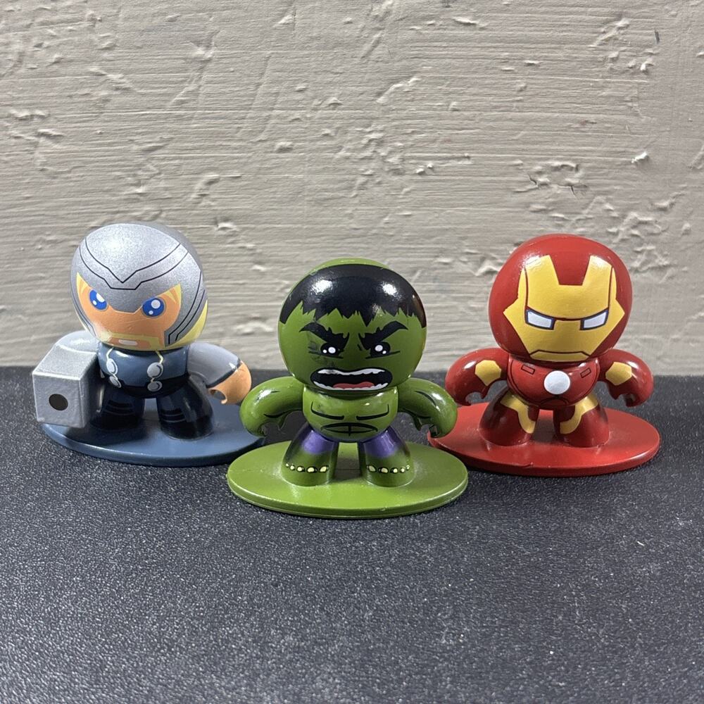 3 Hasbro Marvel Avengers Assemble Micro Muggs Hulk Thor & Iron Man